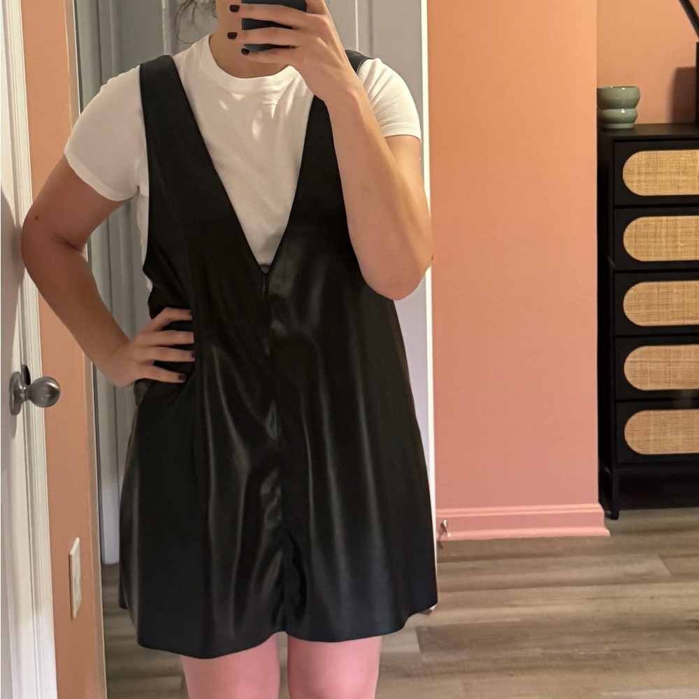Black faux leather dress